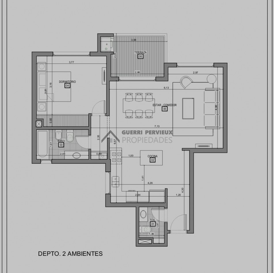 VENTA DPTO. 2 AMB. EDIF. MONIQUE TERRAZAS. Z/ PASEO ALDREY
