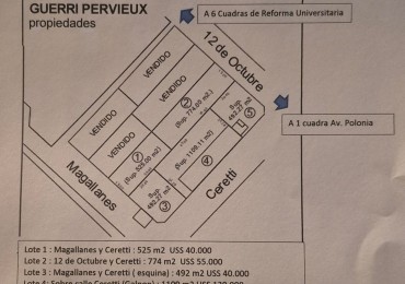 Venta LOTE. Z/ Bosque Alegre: 12 de Octubre y  Av. Polonia